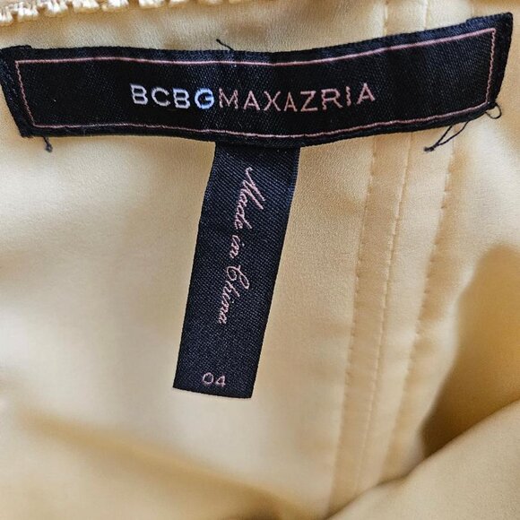 Pastel Yellow Silk Chiffon BCBGMAXAZRIA Dress Size 4 - Picture 4 of 6